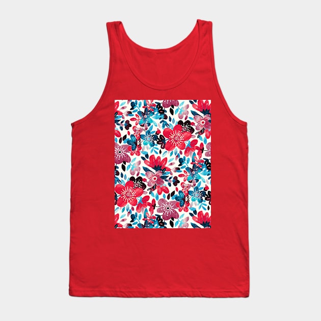 Happy Red Flower Collage Tank Top by micklyn